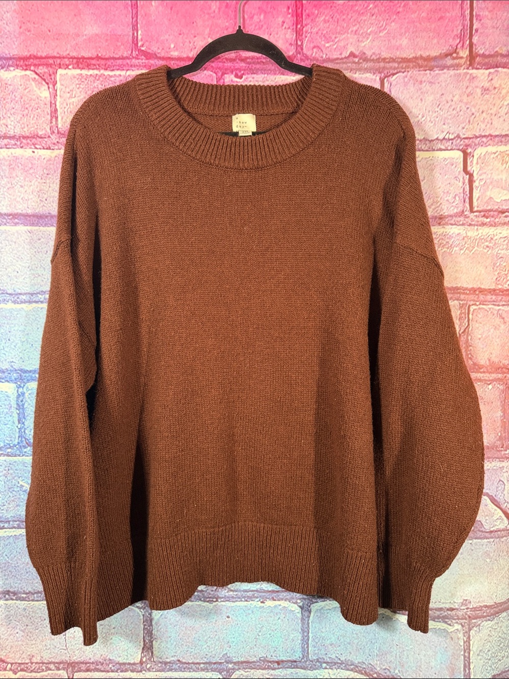 A New Day Women’s XXL Brown Crewneck Sweater Soft Knit Pullover Minimalist